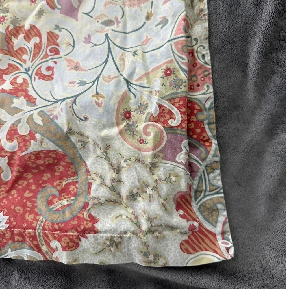 Pottery Barn Pillow Case Monreal Paisley Print Green Red Beige 20 x 27 Italy